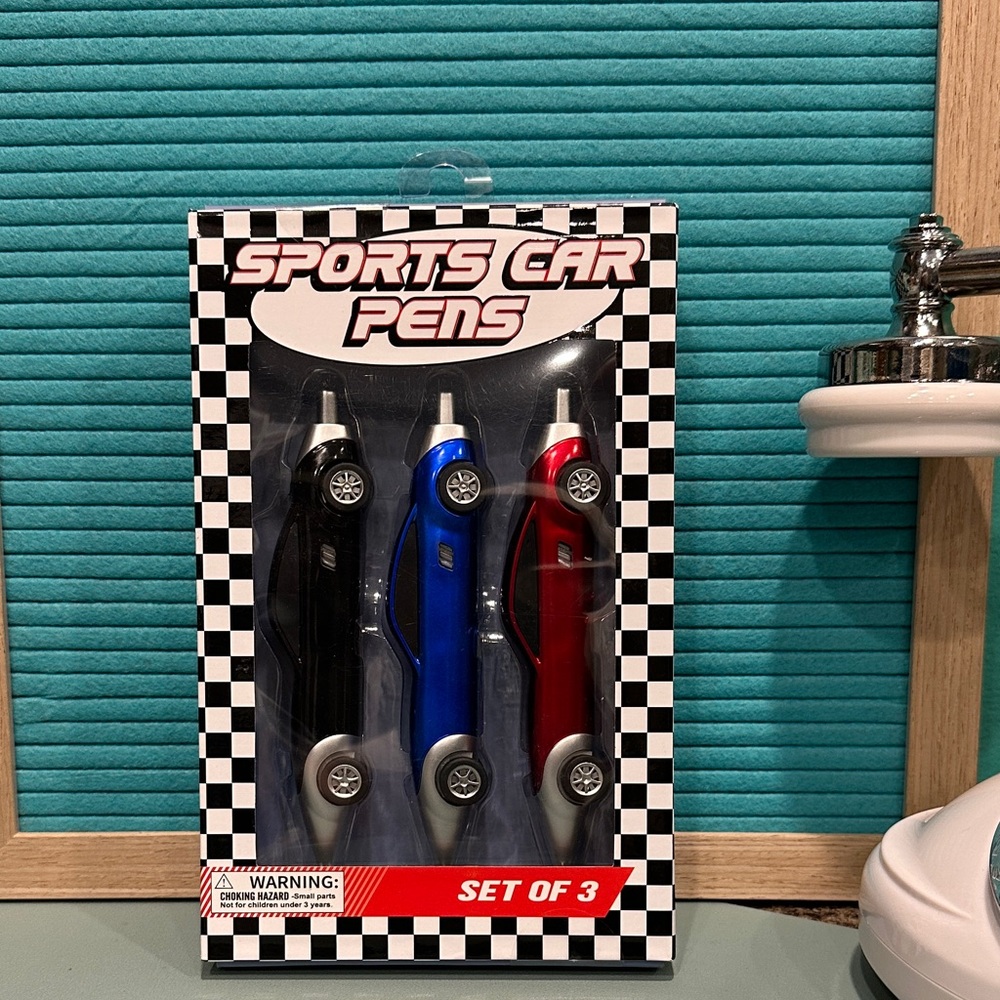 Sports Car Pens Set - Black, Blue, Red